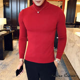 Autumn Mens Turteneck Sweatshirt Warm Solid Color Slim