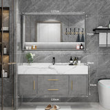 Marble Bathroom Cabinet Combination Solid Wood Intelligent Simple