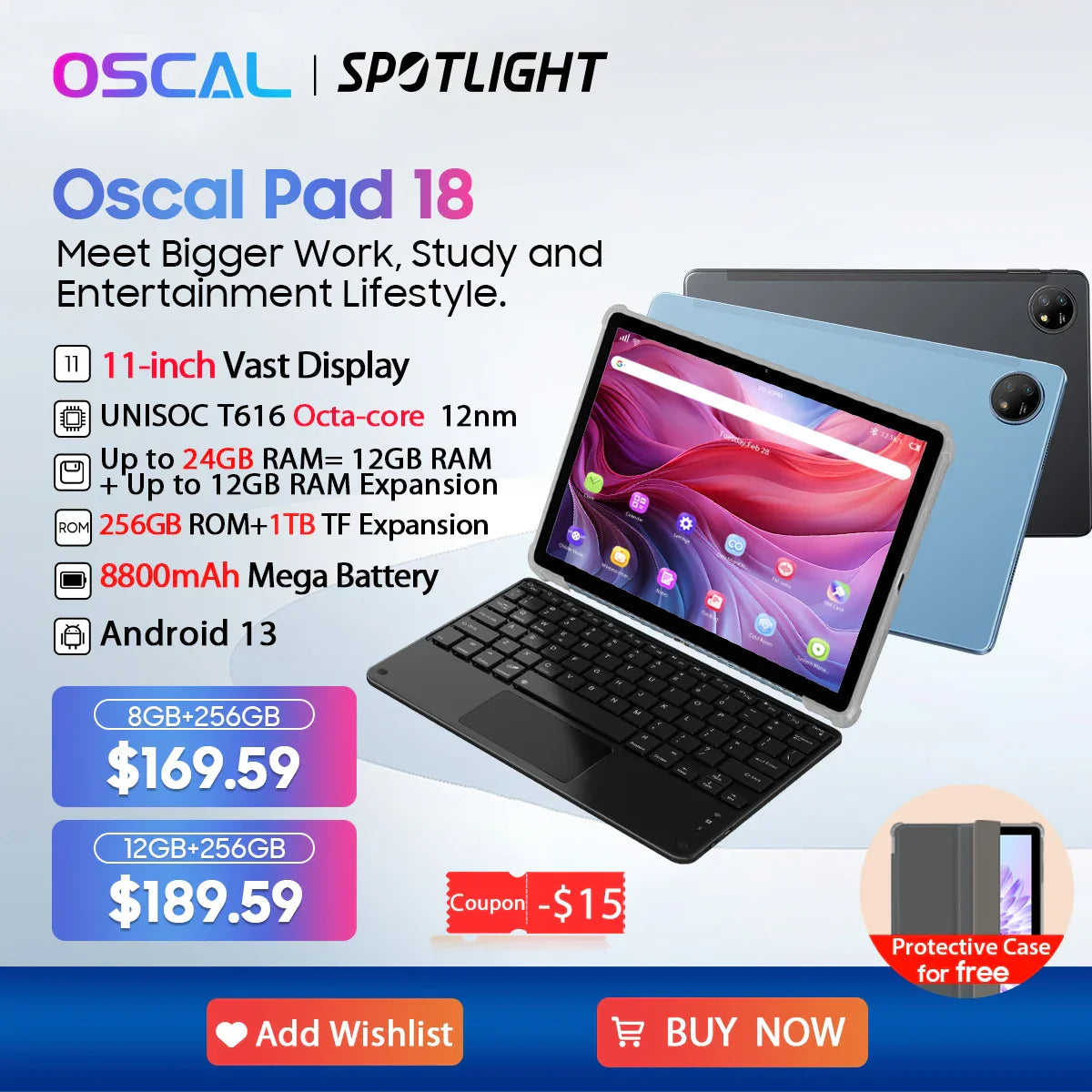 [World Premiere] Oscal Pad 18 Tablet 24GB(12+12) 256GB