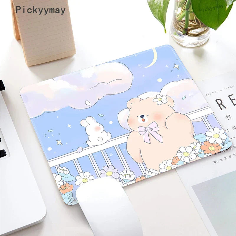 Small Mouse Pad Green Cute Flower Mousepad Kawaii