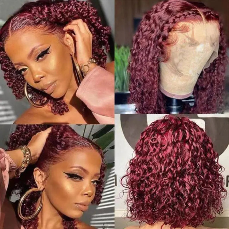 Short Bob Wigs 99J Kinky Curly Bob Wig