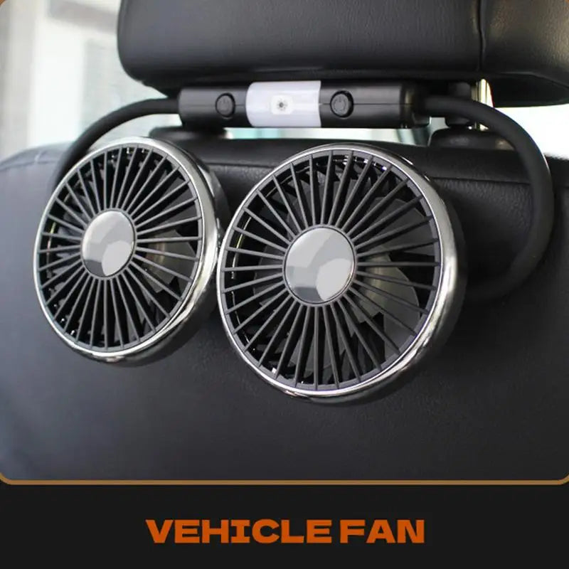 Dual Head Car Clip Fan With Led Light
