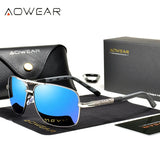 AOWEAR Men's Polarized Mirrored Sunglasses for Men Women