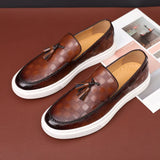 Men's Casual Shoes Fashion Embossed Leather Men Retro