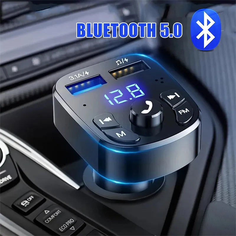 Car Wireless FM Transmitter Adapter Dual USB Port Charger Cigarette Lighter Mp3 Player Kit Hands-Free 3.1a Fast Charge