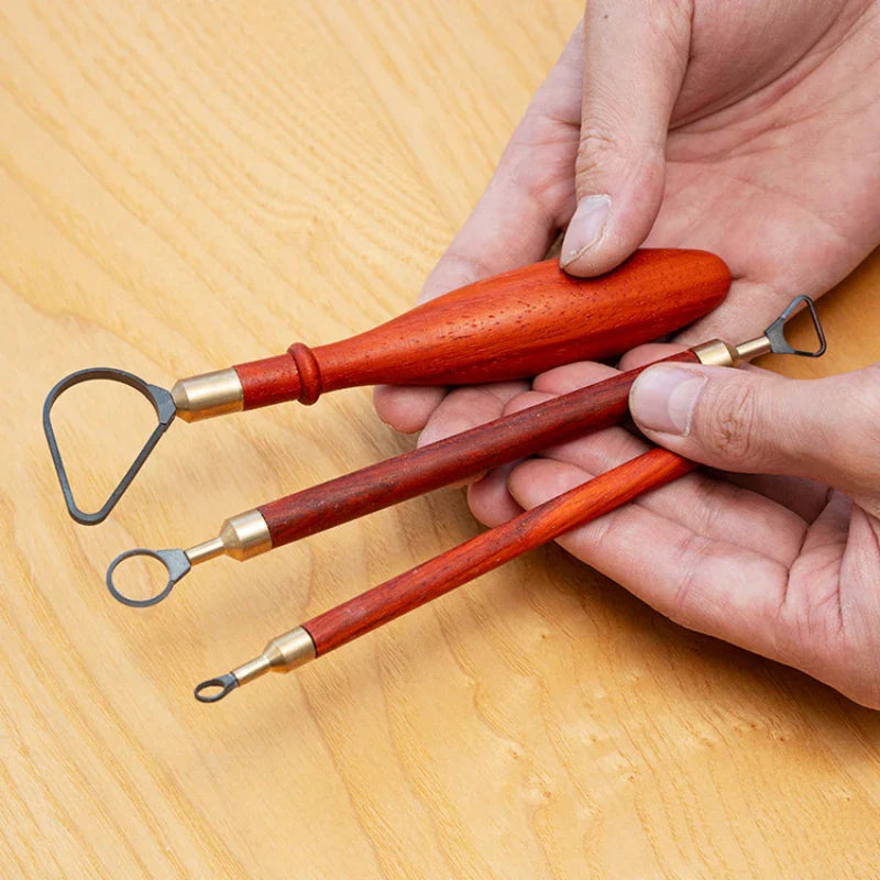 Tungsten Steel Ring-shaped Double-head Trimming Scraper Wooden Handle