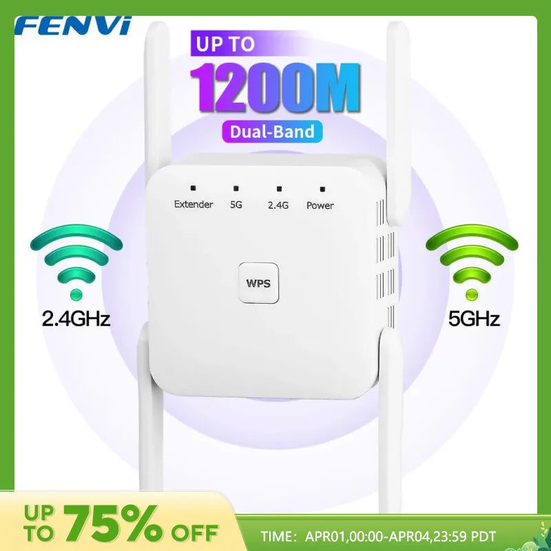 FENVI 1200Mbps 5Ghz Wireless WiFi Repeater Booster 2.4G/5GHz