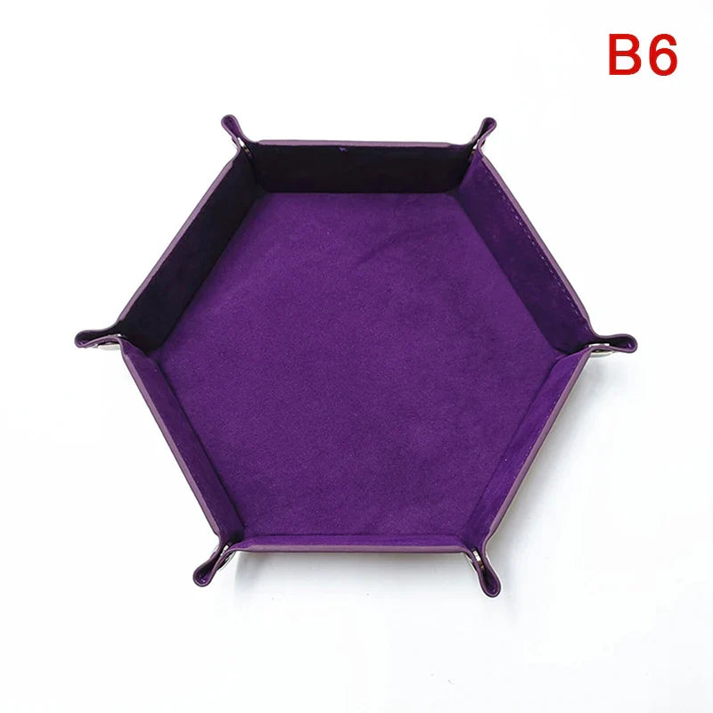 1pc Folding Hexagon/Triangle Dice Tray Purple Dice Box