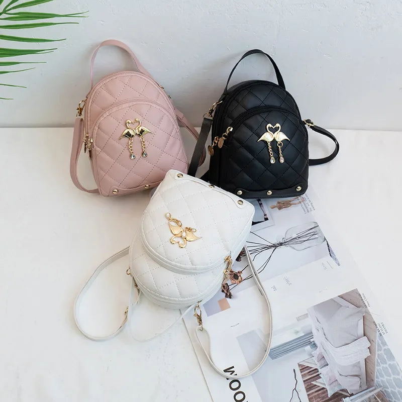 Mini Backpack for Women Cute Swan Hanging Embroidery