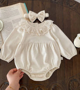 2PCS Spring Lace Collar Waffle Infant Baby Girl