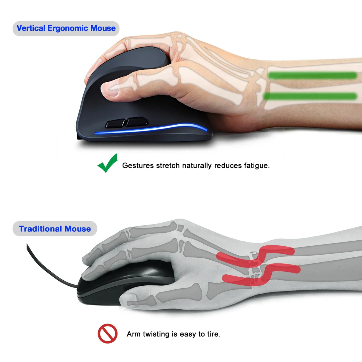 Lefon Wireless Vertical Mouse Ergonomic Mouse USB Rechargeable