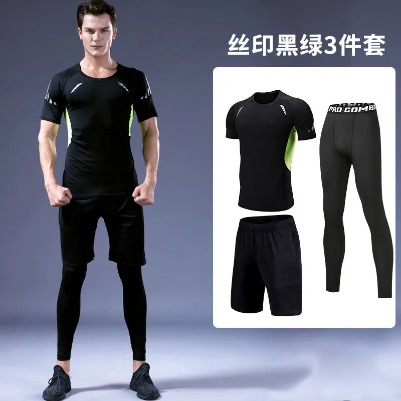 Quick-drying tights set men's running fitness training clothes