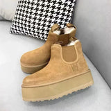 Suede Flats Women Ankle Snow Boots Platform Warm