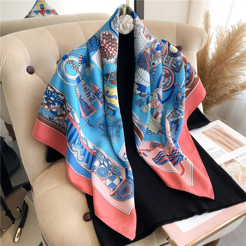 Luxury Women 90x90CM New Twill Silk Big Square