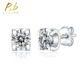 PuBang Fine Jewelry 925 Sterling Silver Sparkling 0.5CTx2PCS