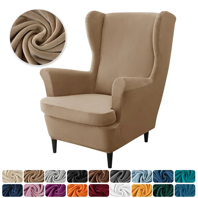 Velvet Wingback Chair Covers Stretch Wing Armchair Cover