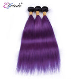 Elfriede 1BPurple Straight Ombre Colored Hair Bundles with