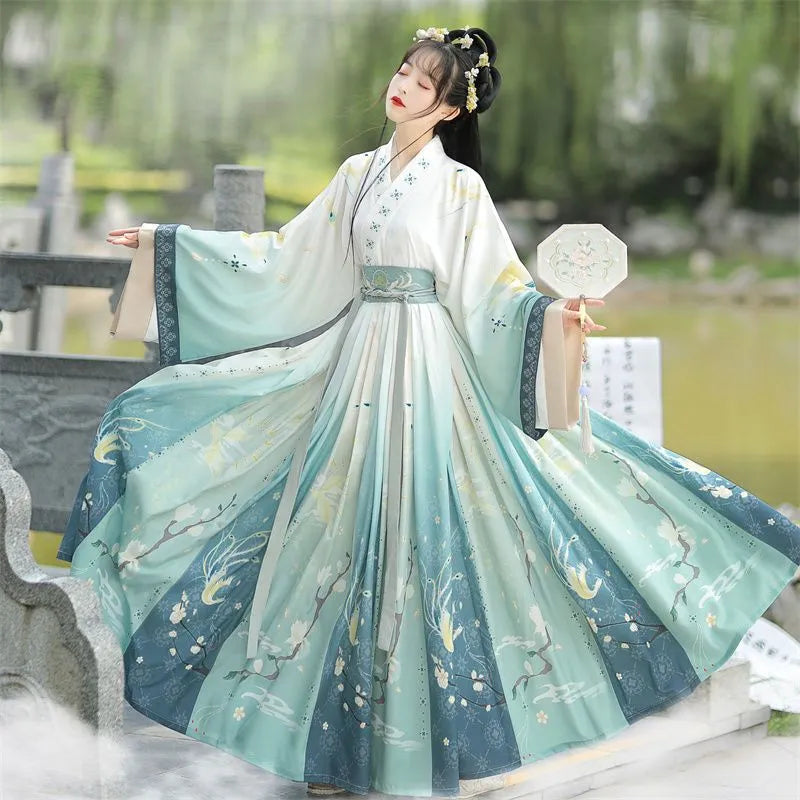 Chinese Style Women Oriental Vintage Hanfu Costumes Floral