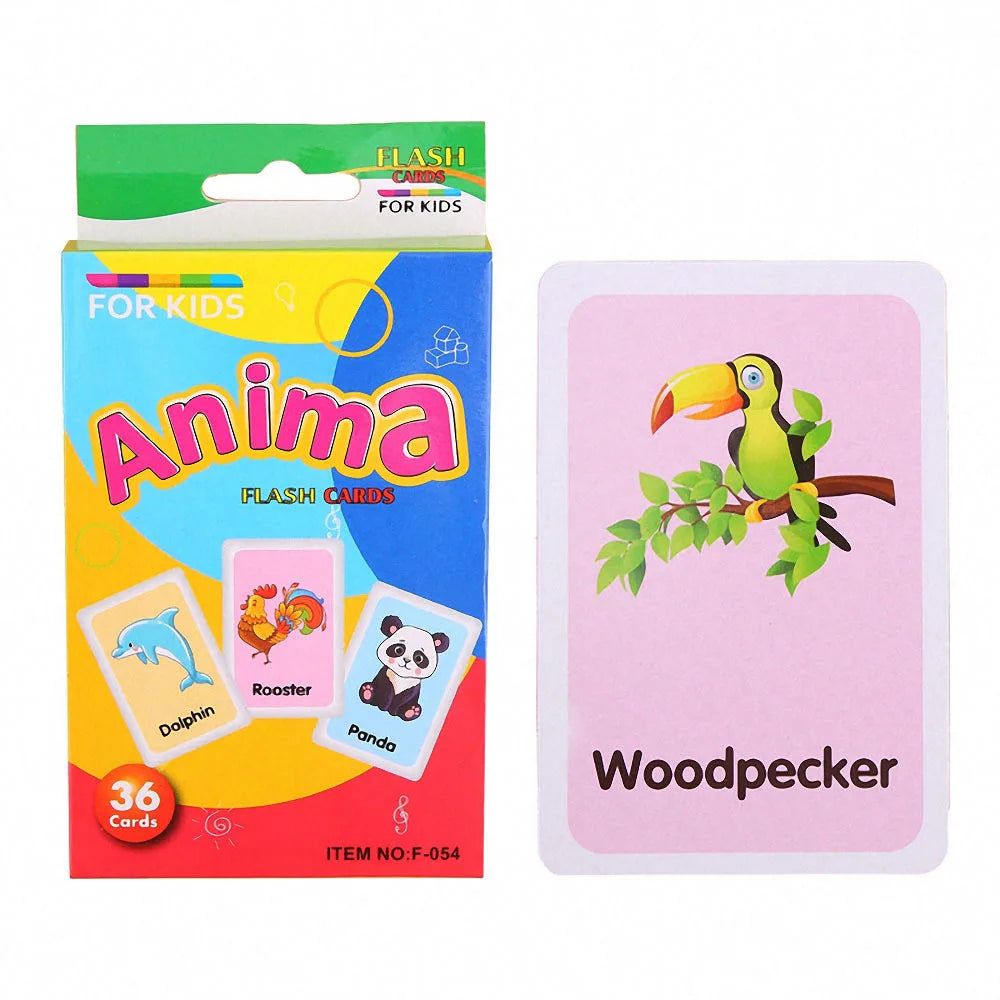 36Pcs Kids Cognition Card Shape Animal Color Teaching
