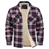 MAGCOMSEN Men's Fleece Plaid Flannel Shirt Jacket Button