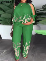 Plus Size 5XL VONDA Elegant Women Pant Sets