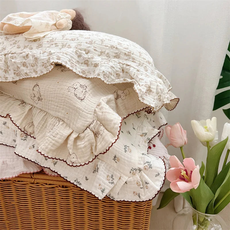 Baby Pillowcase Floral Print Cotton Muslin Newborn Pillow