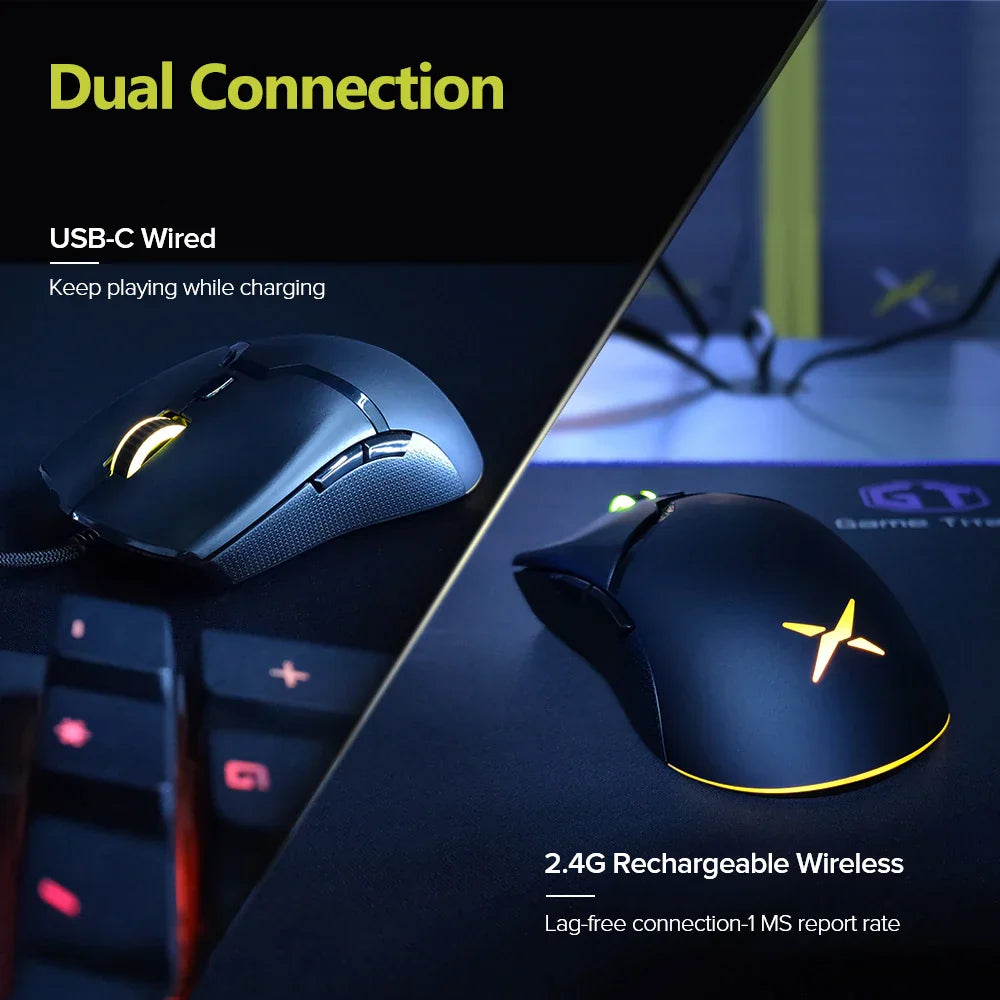 Delux M800 RGB 2.4Ghz Wireless Gaming Mouse Dual