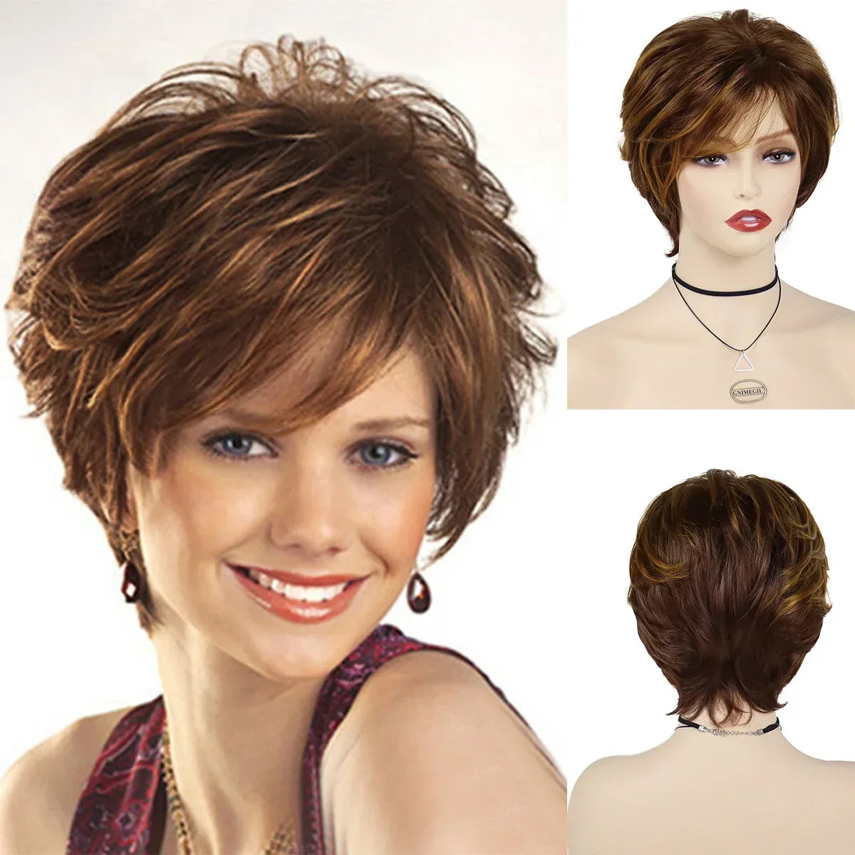 GNIMEGIL Synthetic Short Pixie Cut Wig Women Natural