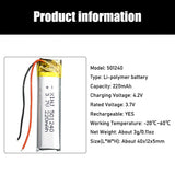 3.7V 220mAh 501240 Battery Li-Polymer Rechargeable Battery 501240