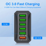 USLION 6 In 1 USB Charger QC3.0 Fast