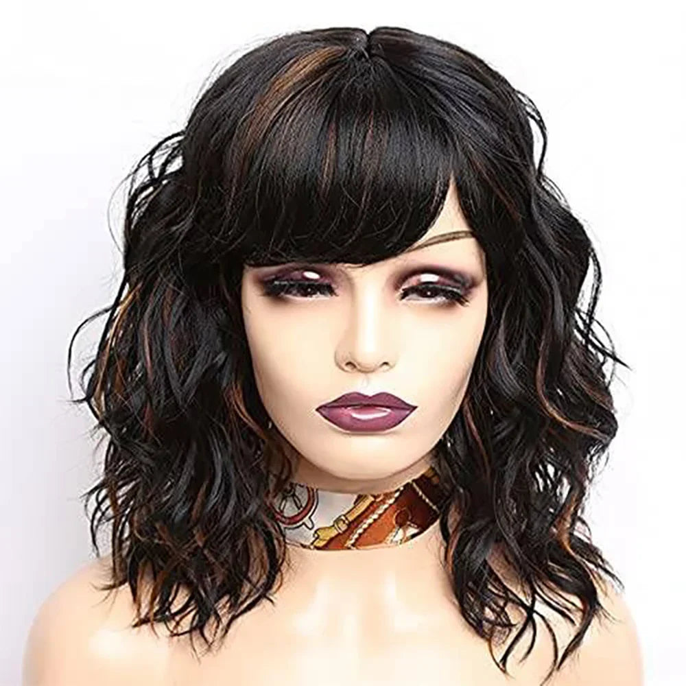 Amir Brown Wigs Synthetic Natural Wavy Wigs for