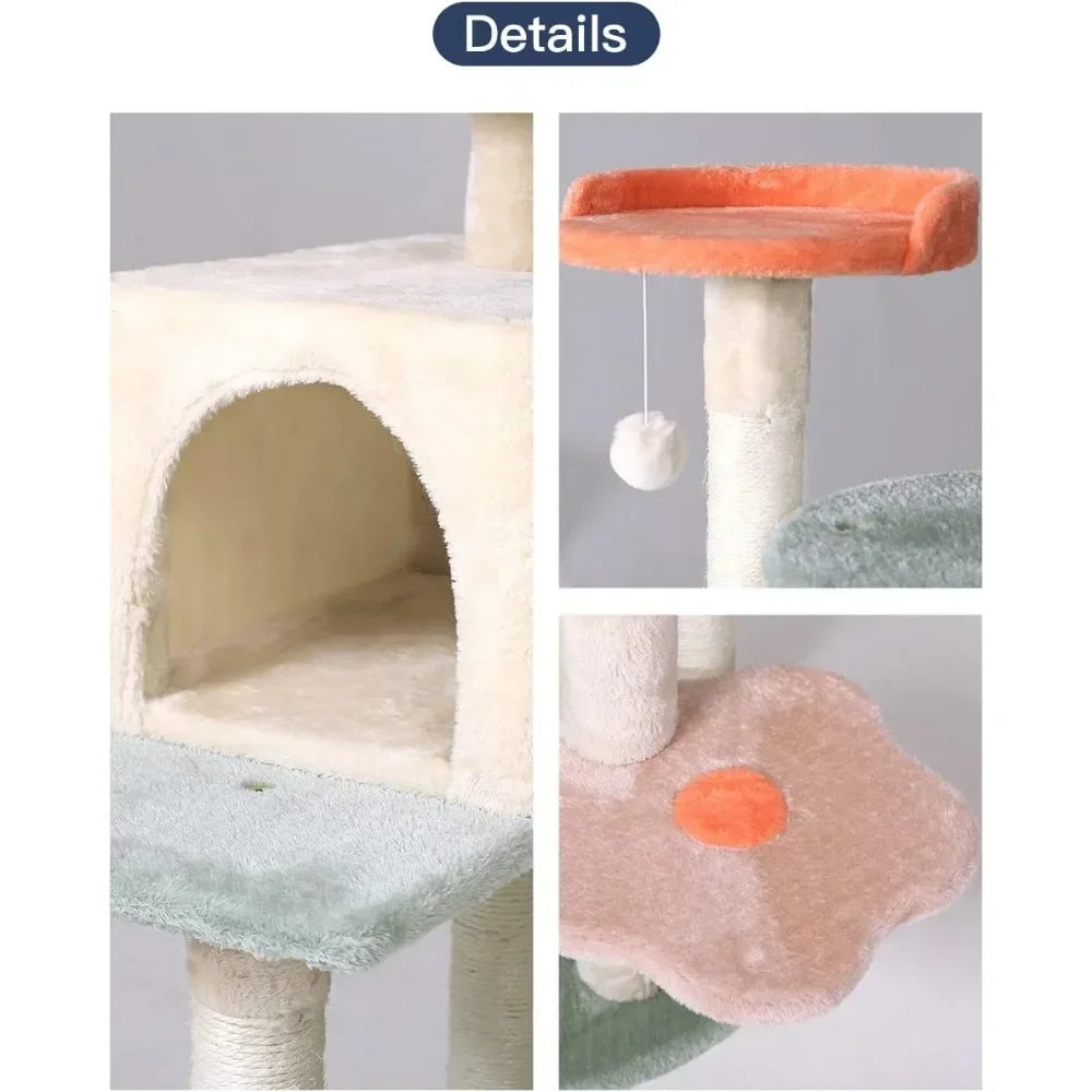 HYABi 53 Inch Flower Cat Tree Cat Apartment