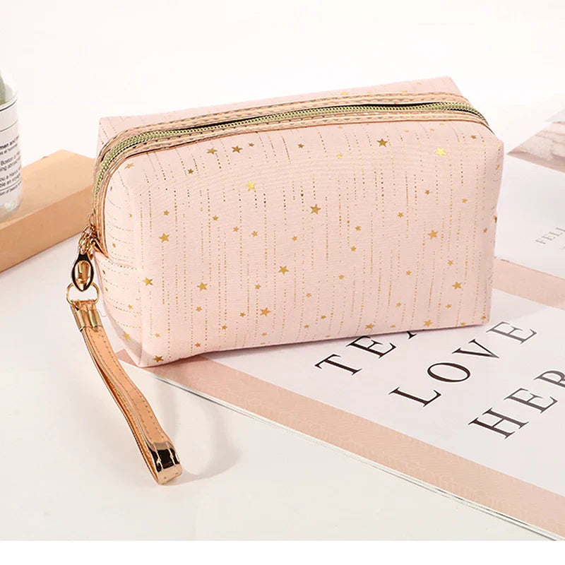 Cosmetics Storage Bag Five Pointed Star Pattern Zipper Simplicity Lightweight Travel Supplies Large Capacity Makeup Bags