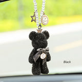 Cartoon Diamond Crystal Bow Bear Car Pendant Mirror
