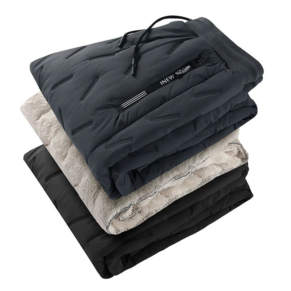 Down Pants Winter Lambswool Sweatpants Velvet Thicken Fleece