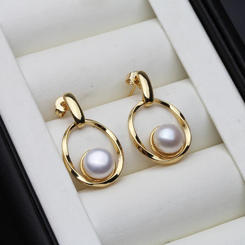 Fashion Natural Pearl Earring 925 Sterling Silver,Freshwater Pearl