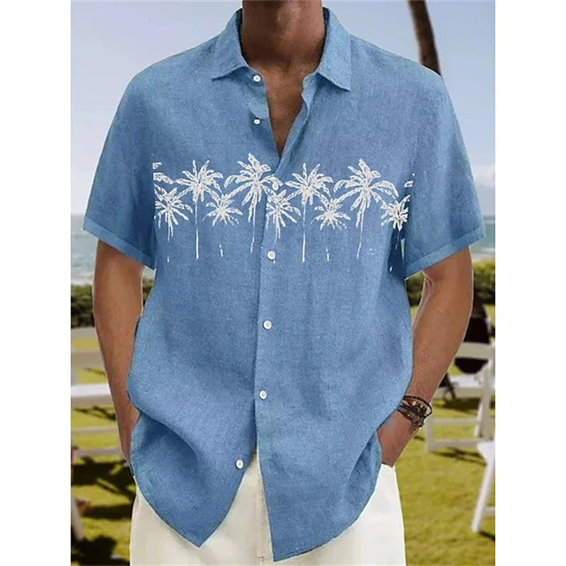 Summer 2023 men's shirt Hawaiian shirt coconut wood