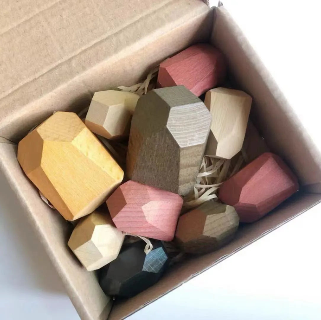 Rainbow Building Block Stacker Stone Shaped Stacking Balancing