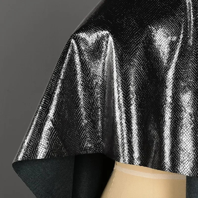 Black Leather Fabric Snake Texture Creative Clothing Jacket