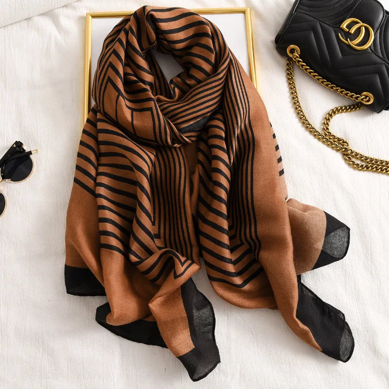 2023 New Plaid Cotton Pashmina Shawl Lady Wrap