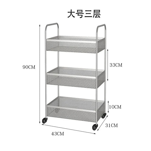 Food Trailer Trolley Rolling Cart Organizer Metal Vegetable