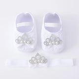 0~18M Cute Bowknot Newborn Baby Shoes Headband Set