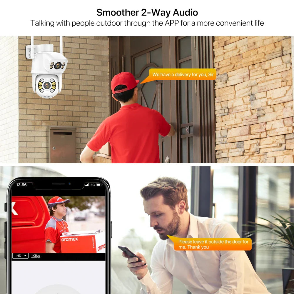 WIFI IP Camera 8MP 4K Dual-Lens PTZ Camera