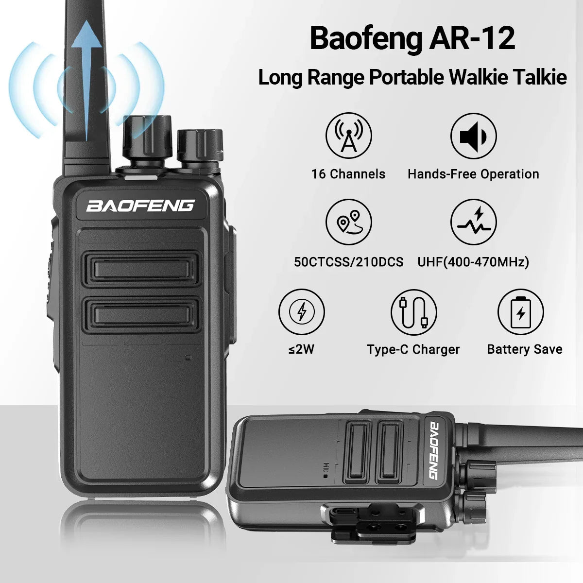 2/4 PCS Baofeng AR-12 Mini Walkie Talkie Wireless