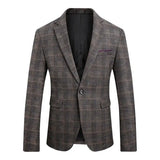 British's Style Vintage Plaid Blazer Men Casual Slim
