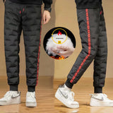 Down Padded Men's Pants Drawstring Warm Padded Sweatpants
