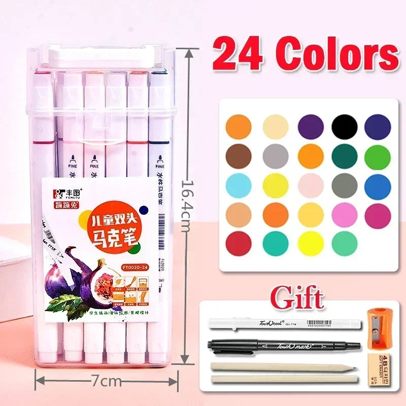 168 Color Marker Pen Set Manga Double-Headed Comic