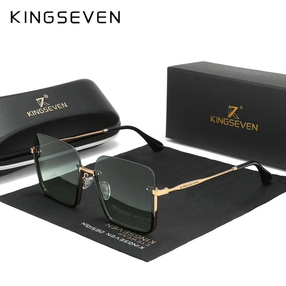 KINGSEVEN New Square Women‘s Sunglasses Party Half-frame Design Gradient Lens Glasses Accessory Fashion Decoration Eyewear