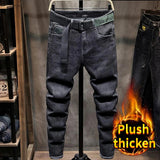 Winter Trousers for Men Skinny Y2k Designer Brushed