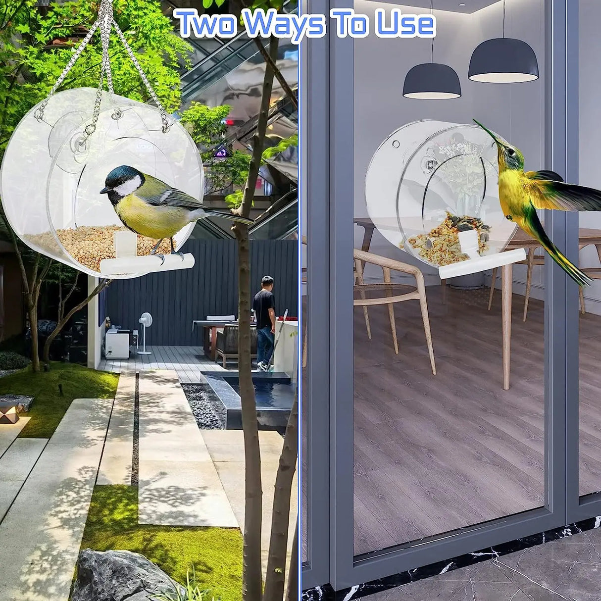 Bird Feeder with Camera, Acrylic Hanging Smart Bird